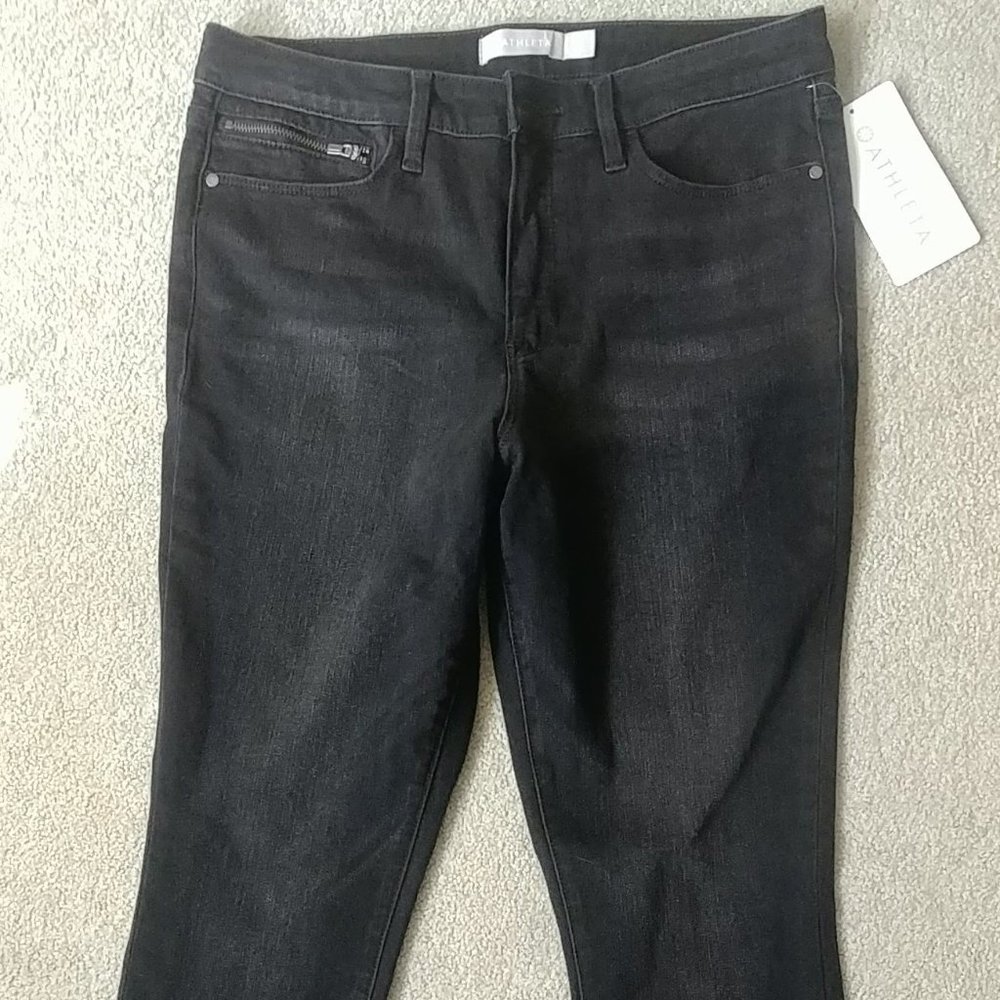 Athleta Sculptek Ultra Skinny Zip Jeans 10 Black